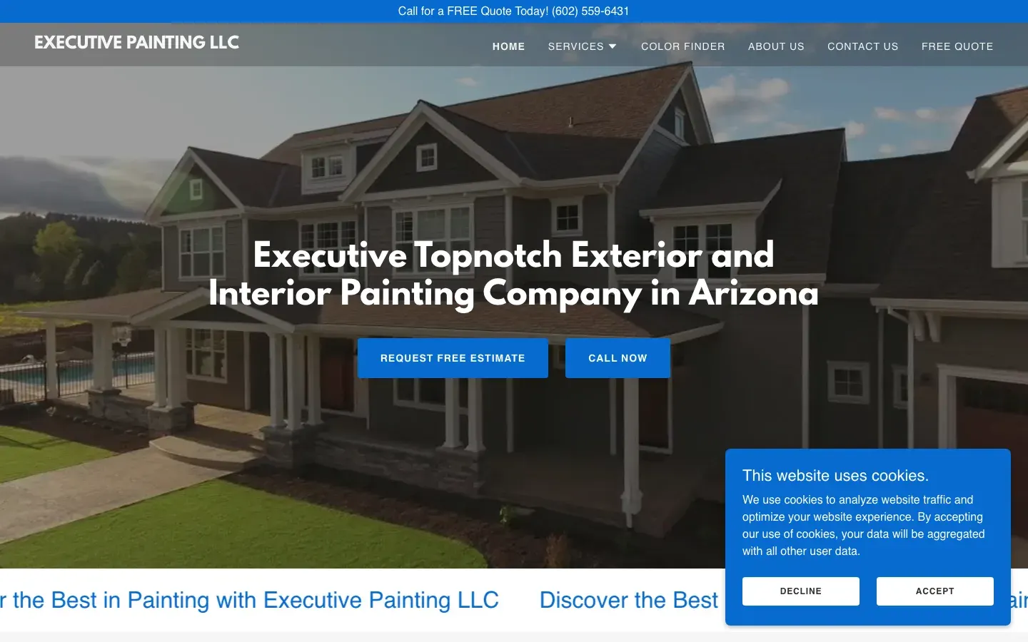 The old Executive Painting site on GoDaddy Website Builder